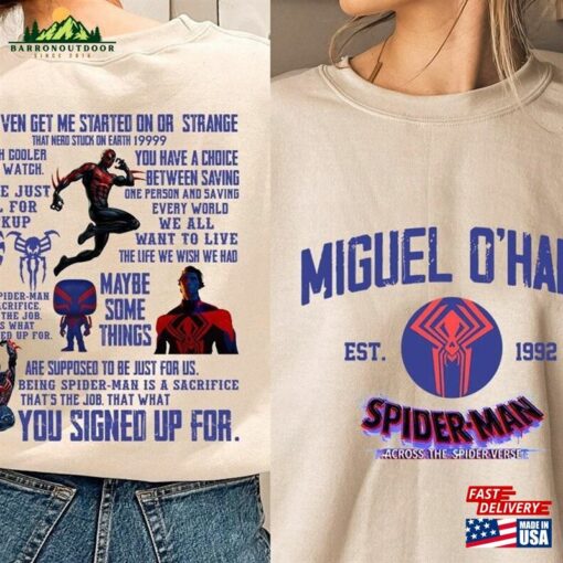 Printed Two Sides Miguel O’hara Sweatshirt Spiderman 2099 Shirt Classic