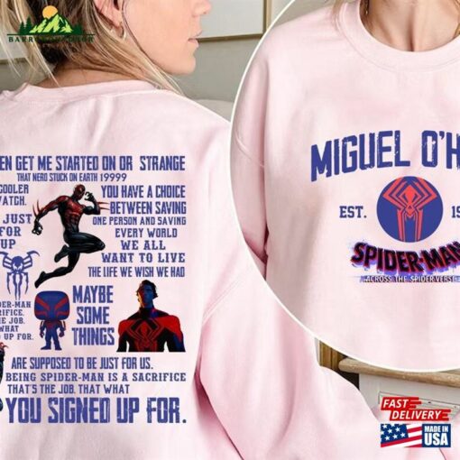 Printed Two Sides Miguel O’hara Sweatshirt Spiderman 2099 Shirt Classic