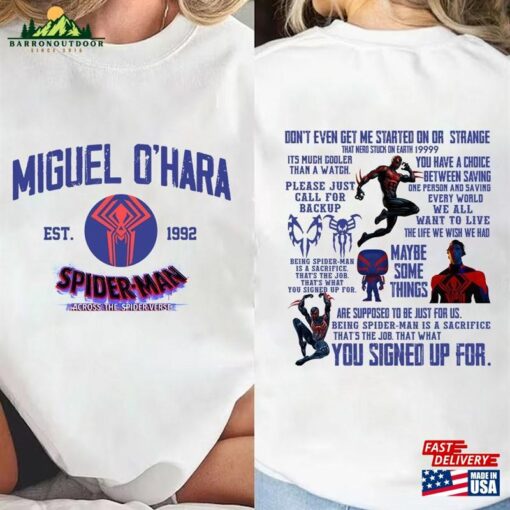 Printed Two Sides Miguel O’hara Sweatshirt Spiderman 2099 Shirt Classic