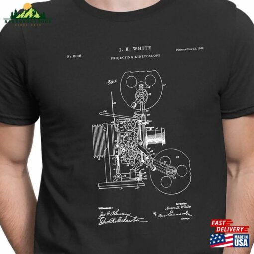 Projecting Kinetoscope Patent T-Shirt First Movie Projector Lover Gift Classic