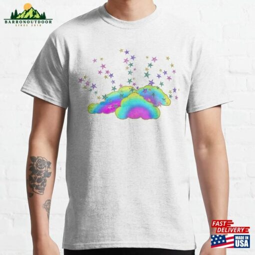 Rainbow Clouds Glitter Stars Classic T-Shirt Hoodie Unisex