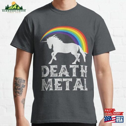 Rainbow Unicorn Death Metal Graphic Classic T-Shirt Unisex Sweatshirt