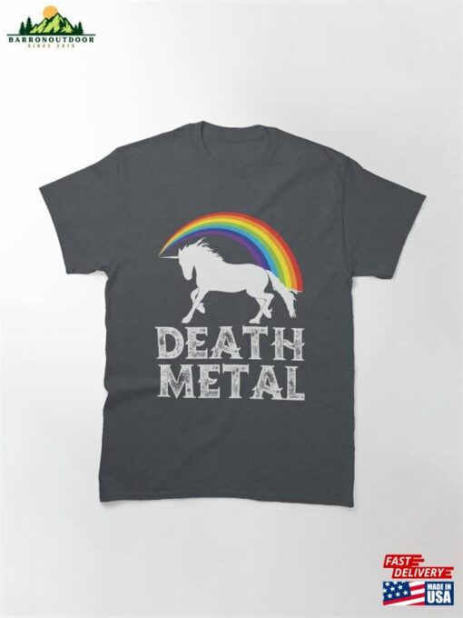 Rainbow Unicorn Death Metal Graphic Classic T-Shirt Unisex Sweatshirt