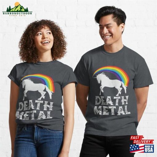 Rainbow Unicorn Death Metal Graphic Classic T-Shirt Unisex Sweatshirt