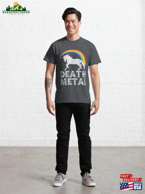 Rainbow Unicorn Death Metal Graphic Classic T-Shirt Unisex Sweatshirt