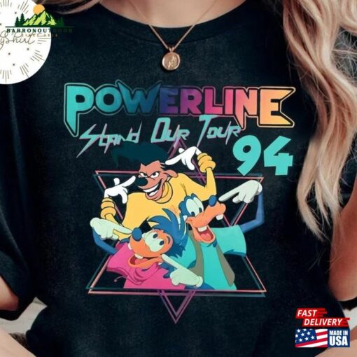 Retro 90S Disney A Goofy Powerline Stand Out Tour 94 Shirt Sweatshirt Max Classic Hoodie