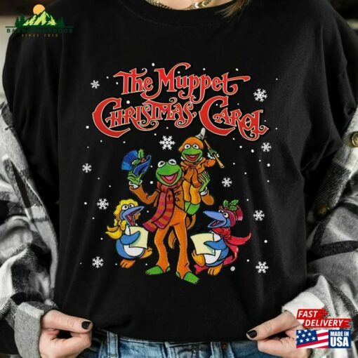 Retro 90S The Muppet Christmas Carol Characters Group T-Shirt Kermit Frog Gonzo Miss Piggy Xmas Movie Vintage Tee Unisex Hoodie