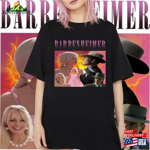 Retro Barbenheimer I Survived 2023 Shirt Oppenheimer Movie Barbieheimer Active Hoodie Classic