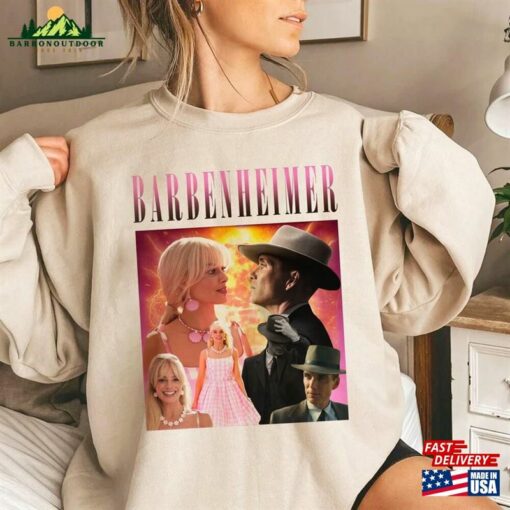 Retro Barbenheimer Shirt Oppenheimer Movie 2023 Barbie Fan Collage Essential T-Shirt Unisex Classic