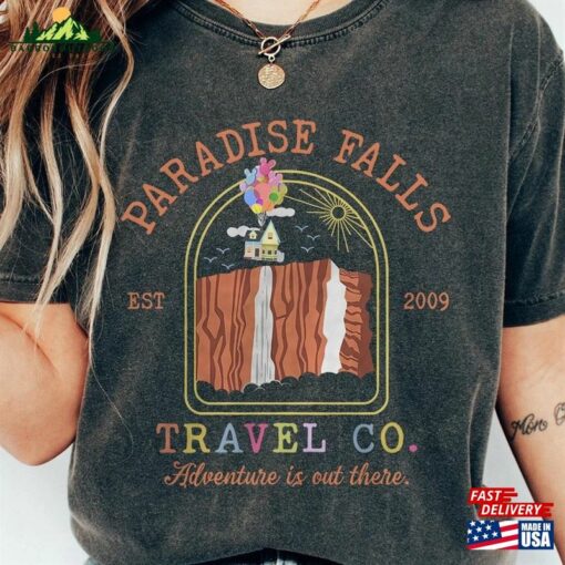 Retro Disney Pixar Up Movie Paradise Falls Travel Co Shirt Comfort Colors Disneyland 2023 Classic Unisex