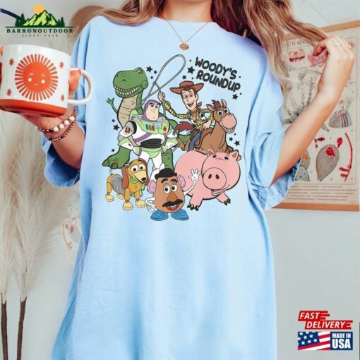 Retro Disney Toy Story Movie Characters Comfort Color Shirt Land Unisex T-Shirt Woody Roundup Sweater Classic