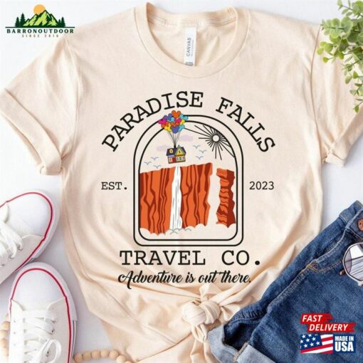 Retro Disney Up Paradise Falls Est 2023 Travel Co Adventure Is Out There Shirt Pixar House Balloons T-Shirt Hoodie