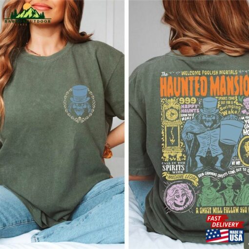 Retro Haunted Mansion 2 Side Comfort Color Shirt The Map Disney Halloween Classic Hoodie