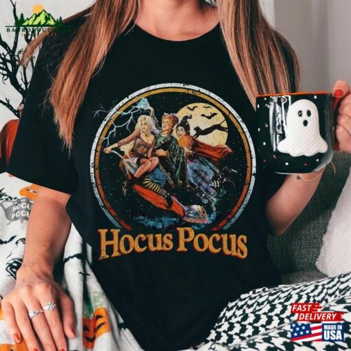 Retro Hocus Pocus Sanderson Sisters Flying Shirt Disney Halloween Party T-Shirt Mickey Unisex