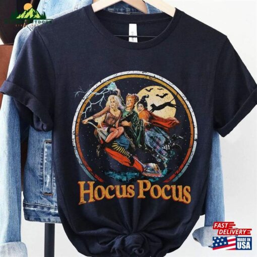 Retro Hocus Pocus Sanderson Sisters Flying Shirt Disney Halloween Party T-Shirt Mickey Unisex