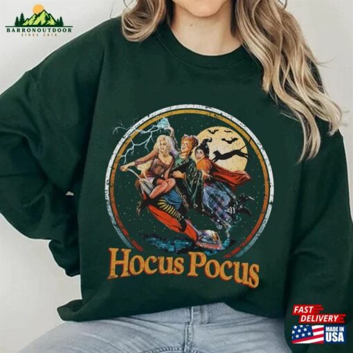 Retro Hocus Pocus Sanderson Sisters Flying Shirt Disney Halloween Party T-Shirt Mickey Unisex