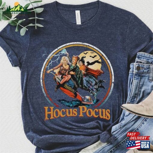 Retro Hocus Pocus Sanderson Sisters Flying Shirt Disney Halloween Party T-Shirt Mickey Unisex