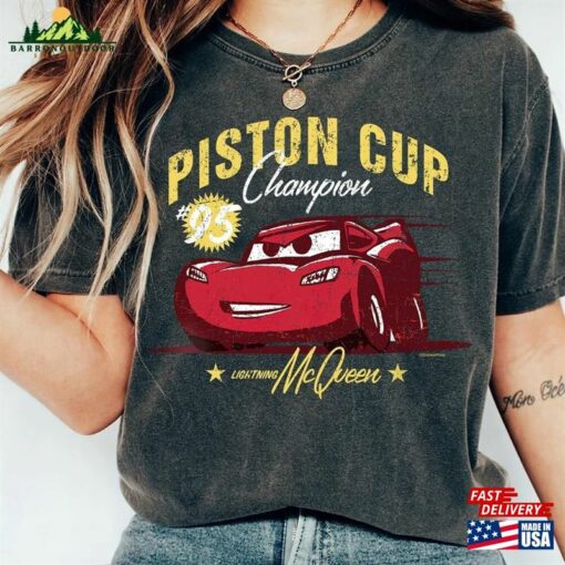 Retro Lightning Mcqueen Comfort Color Shirt Disney Cars Land Unisex T-Shirt Pixar Boys Birthday Tee Hoodie