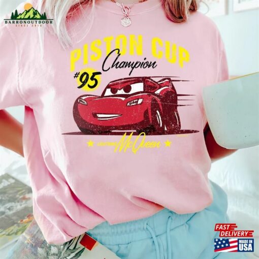 Retro Lightning Mcqueen Comfort Color Shirt Disney Cars Land Unisex T-Shirt Pixar Boys Birthday Tee Hoodie