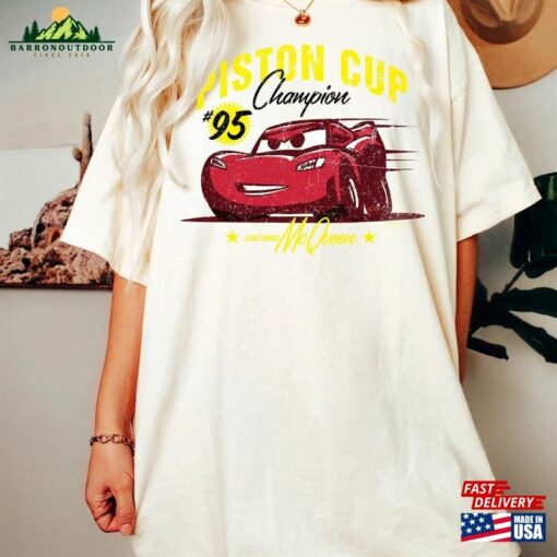 Retro Lightning Mcqueen Comfort Color Shirt Disney Cars Land Unisex T-Shirt Pixar Boys Birthday Tee Hoodie