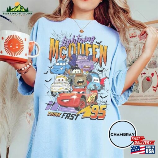 Retro Lightning Mcqueen Halloween Comfort Colors Shirt Disney Pixar Cars Matching Sweatshirt Unisex