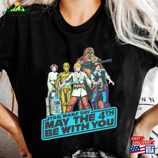 Retro May The 4Th Group Shot Shirt Star Wars Day T-Shirt Unisex Hoodie