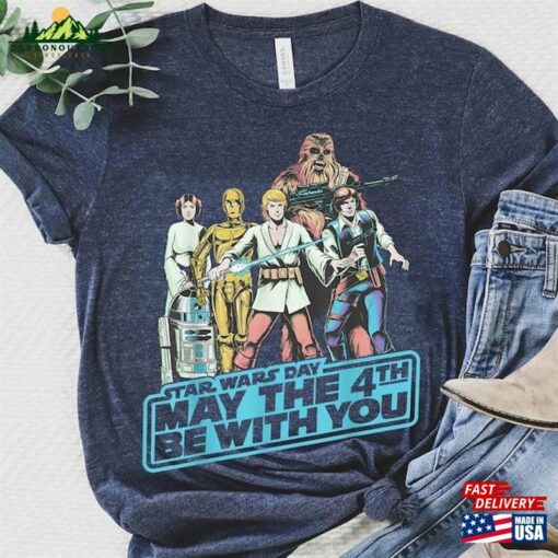 Retro May The Fourth Group Shot Shirt Star Wars Day 2023 T-Shirt 4Th Classic Hoodie