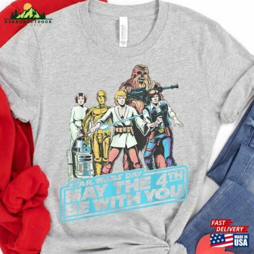 Retro May The Fourth Group Shot Shirt Star Wars Day 2023 T-Shirt 4Th Classic Hoodie