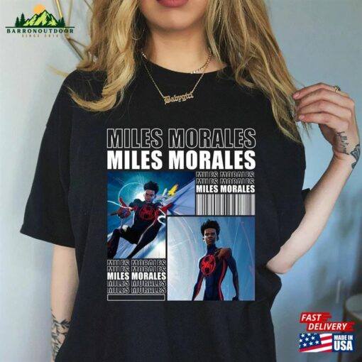 Retro Miles Morales Shirt Black Spider Man Across The Hoodie T-Shirt