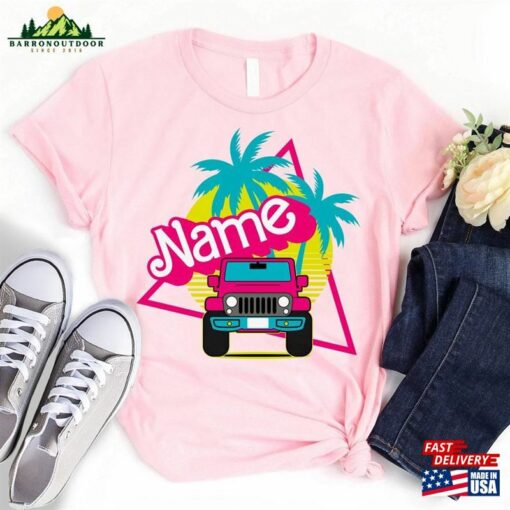 Retro Pink Doll Shirt Custom Name Malibu Beach Vacation Tee Trending Movie Classic T-Shirt