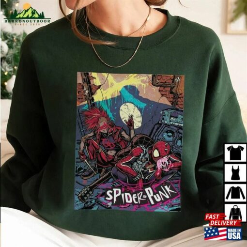 Retro Spider Punk Shirt Man Across The T-Shirt Hoodie