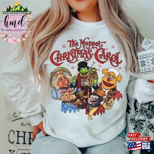 Retro The Muppet Christmas Carol Group Shot Shirt Kermit Frog Miss Piggy Xmas Movie Tee Unisex Sweatshirt