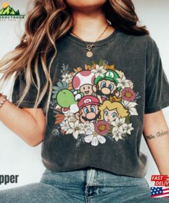 Return To Mario Floral Comfort Color Shirt The Super Bros Movie Trip Unisex Hoodie