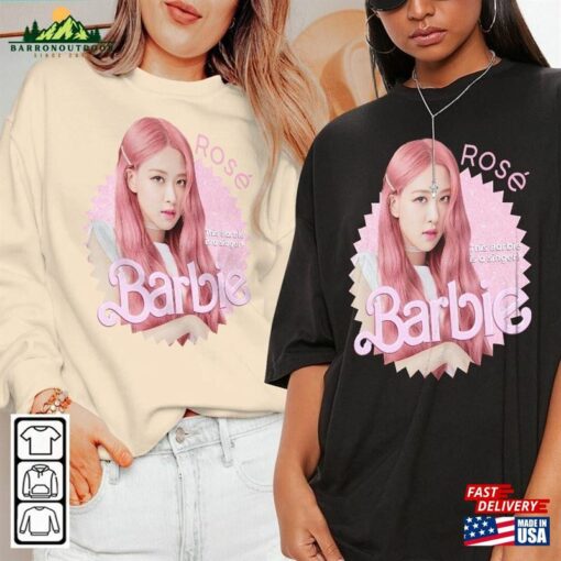 Rose Kpop Shirt Blackpink Sweatshirt Barbie Vintage Retro Graphic Tee Music Unisex Gifts Fan Hoodie T-Shirt