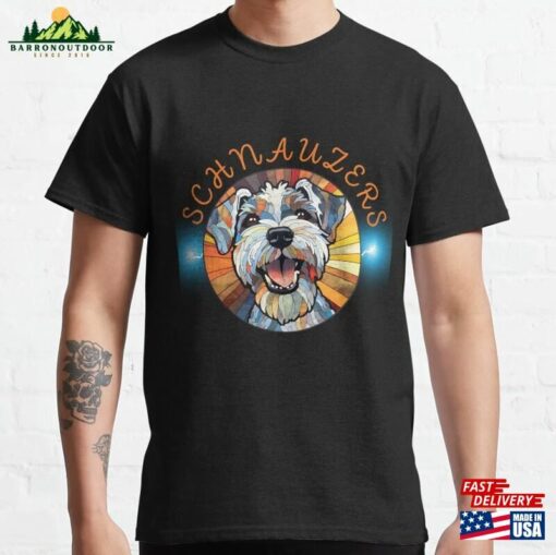 Schnauzers Stained Glass Design 3 Classic T-Shirt Sweatshirt Unisex