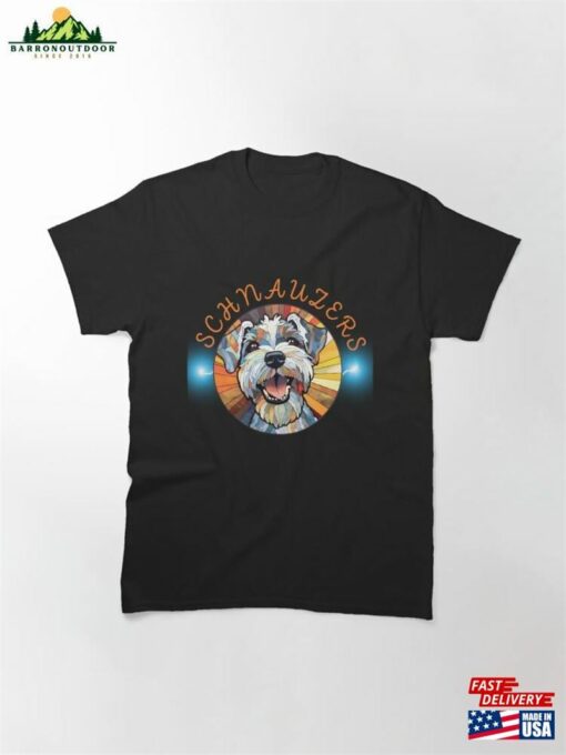 Schnauzers Stained Glass Design 3 Classic T-Shirt Sweatshirt Unisex