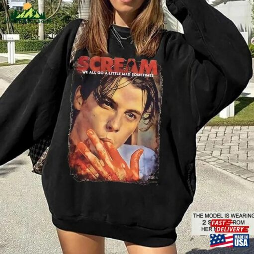 Scream Horror Movie Billy We All Go A Little Mad Sometimes Vintage T-Shirt Halloween 2023 Crewneck Hoodie Classic Unisex