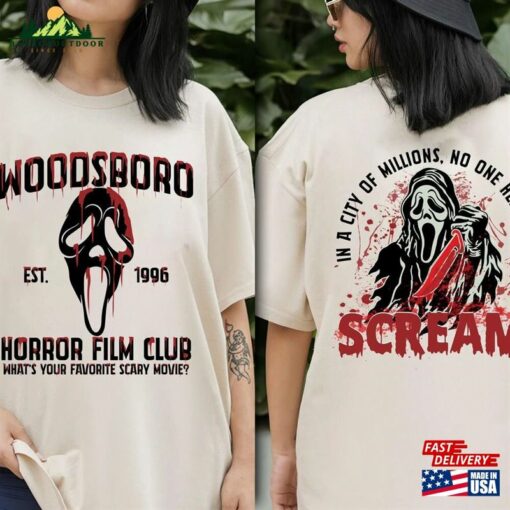 Scream Vintage Halloween Shirt Woodsboro Horror Film Club Ghost Face Classic Hoodie