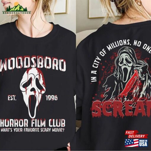 Scream Vintage Halloween Shirt Woodsboro Horror Film Club Ghost Face Classic Hoodie