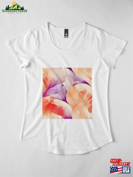 Seamless Pattern Of Watercolor Abstract Flowers Ai Generated Illustration Premium Scoop T-Shirt Classic