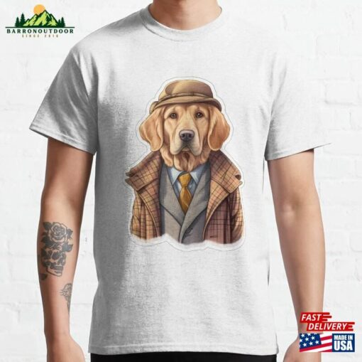 Sherlock Bones Golden Retriever Detective Canine Cosplay Artwork Classic T-Shirt Unisex Sweatshirt