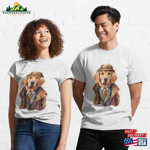 Sherlock Bones Golden Retriever Detective Canine Cosplay Artwork Classic T-Shirt Unisex Sweatshirt