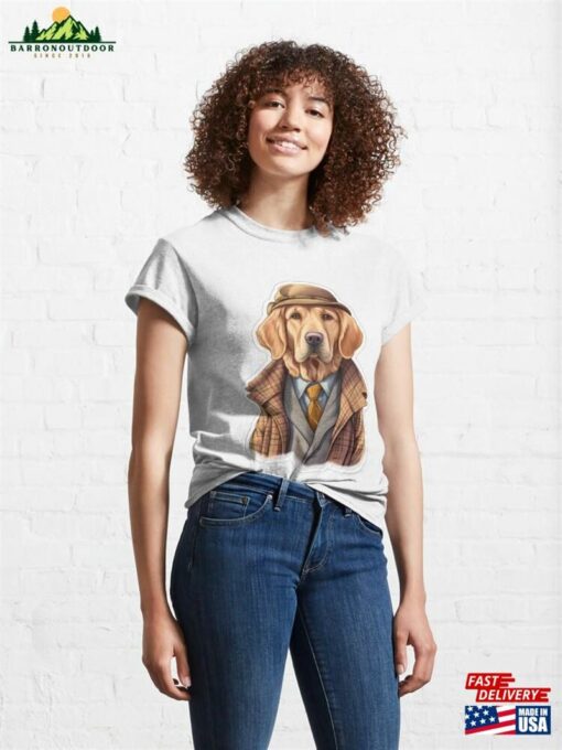 Sherlock Bones Golden Retriever Detective Canine Cosplay Artwork Classic T-Shirt Unisex Sweatshirt