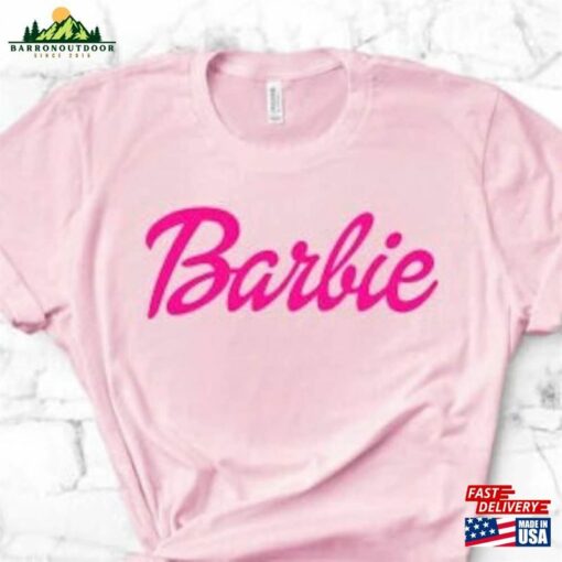 Simple Pink Barbi Logo Shirt Malibu Princess Inspired T Dolly Tee Birthday Themed T-Shirt Minimalist Hoodie Classic