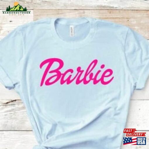 Simple Pink Barbi Logo Shirt Malibu Princess Inspired T Dolly Tee Birthday Themed T-Shirt Minimalist Hoodie Classic