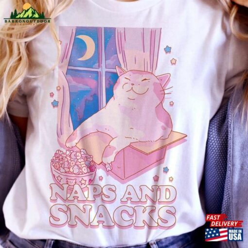 Snacks And Naps Anime Cat Unisex T Shirt Classic