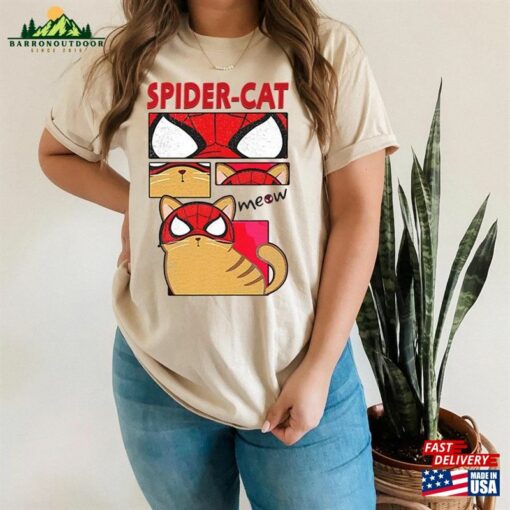 Spider Cat Unisex Heavy Cotton Tee Retro Sweatshirt T-Shirt