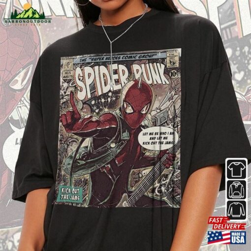 Spider Punk Comic Shirt 90S Vintage Merch Book Art Kick Out The Jams Super Heroes Sweatshirt Unisex