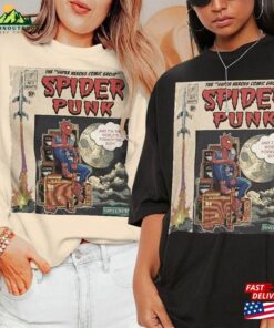 Spider Punk Comic Shirt 90S Vintage Merch Book Art Search Destroy Super Heroes Hoodie T-Shirt Spider Punk Comic Shirt 90S Vintage Merch Book Art Search Destroy Super Heroes Hoodie T-Shirt