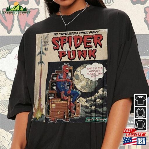 Spider Punk Comic Shirt 90S Vintage Merch Book Art Search Destroy Super Heroes Hoodie T-Shirt